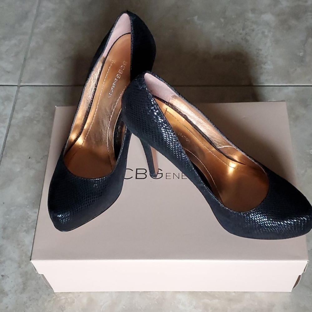 BCBG Stiletto Black Snake 🐍 Leather Shoes